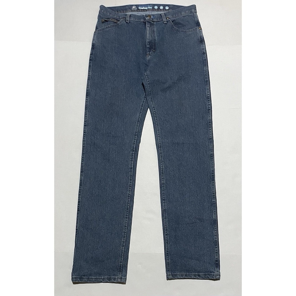 Wrangler 47‎ Jeans Mens 34 X 36 Blue Denim Regular Fit Cowboy Cut Straight Leg